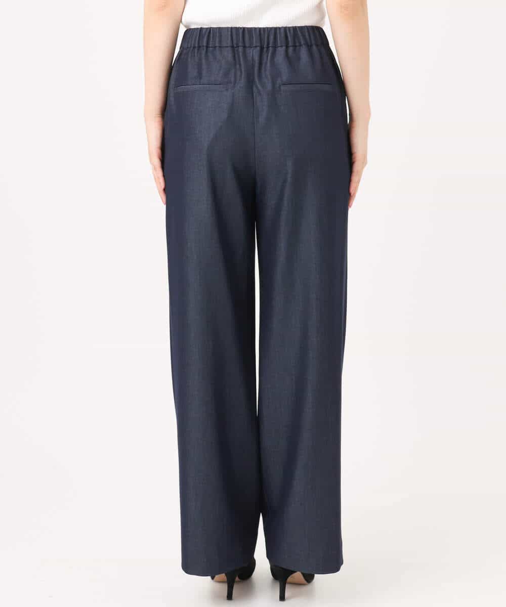 FKLGD30160 MK MICHEL KLEIN(MK ミッシェルクラン) [SANAGARAシリーズ/UVカット/接触冷感/洗える]デニムライク ワイドパンツ ネイビー
