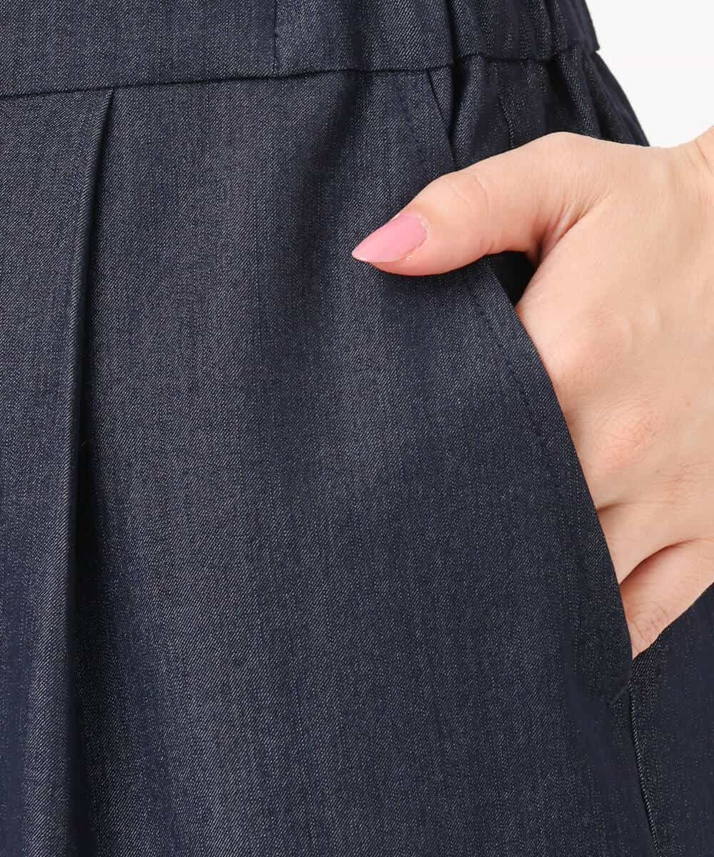 FKLGD30160 MK MICHEL KLEIN(MK ミッシェルクラン) [SANAGARAシリーズ/UVカット/接触冷感/洗える]デニムライク ワイドパンツ ネイビー