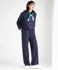 FKLGD30160 MK MICHEL KLEIN(MK ミッシェルクラン) [SANAGARAシリーズ/UVカット/接触冷感/洗える]デニムライク ワイドパンツ ネイビー