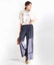 FKLGD30160 MK MICHEL KLEIN(MK ミッシェルクラン) [SANAGARAシリーズ/UVカット/接触冷感/洗える]デニムライク ワイドパンツ ネイビー