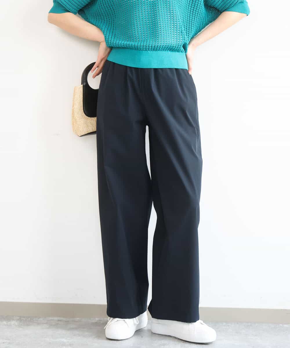 FKLGD40170 MK MICHEL KLEIN(MK ミッシェルクラン) [抗ピリング/洗える]コットンライクストレッチワイドパンツ ネイビー