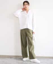 FKLGD40170 MK MICHEL KLEIN(MK ミッシェルクラン) [抗ピリング/洗える]コットンライクストレッチワイドパンツ ネイビー