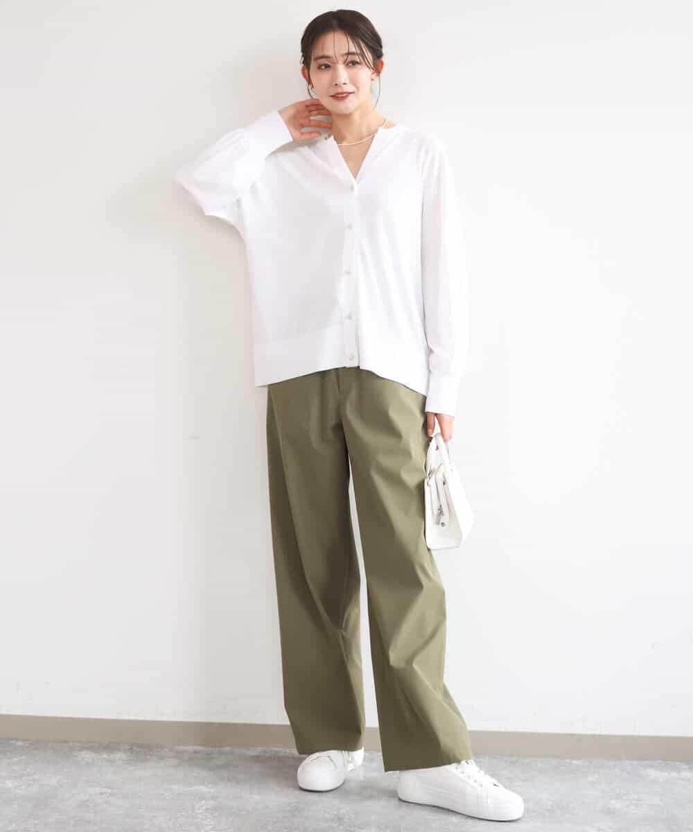 FKLGD40170 MK MICHEL KLEIN(MK ミッシェルクラン) [抗ピリング/洗える]コットンライクストレッチワイドパンツ ネイビー
