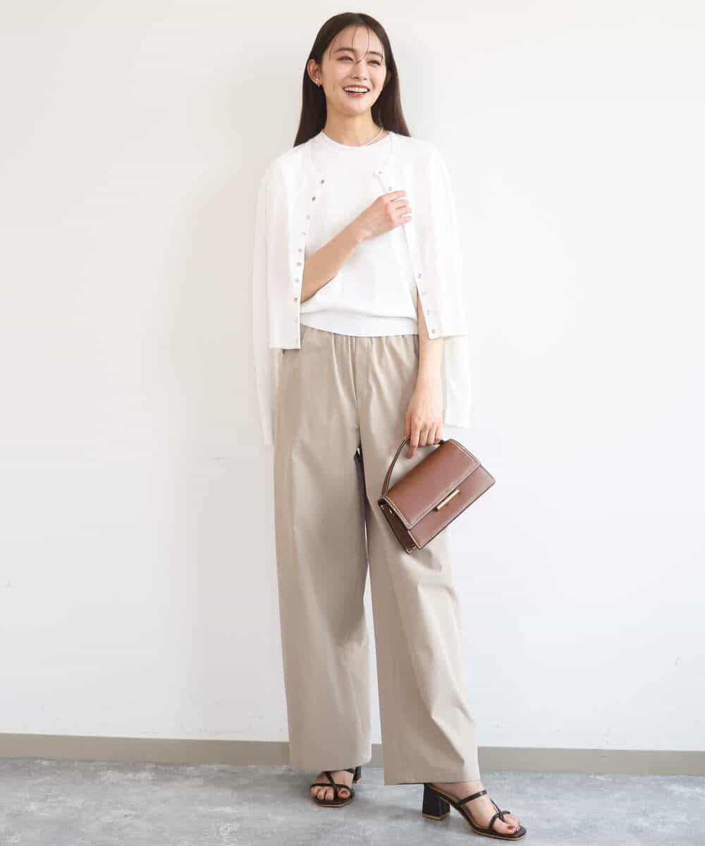 FKLGD40170 MK MICHEL KLEIN(MK ミッシェルクラン) [抗ピリング/洗える]コットンライクストレッチワイドパンツ ネイビー