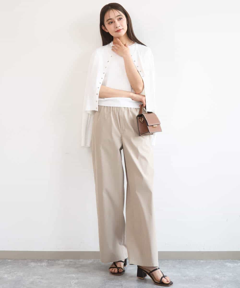 FKLGD40170 MK MICHEL KLEIN(MK ミッシェルクラン) [抗ピリング/洗える]コットンライクストレッチワイドパンツ ネイビー