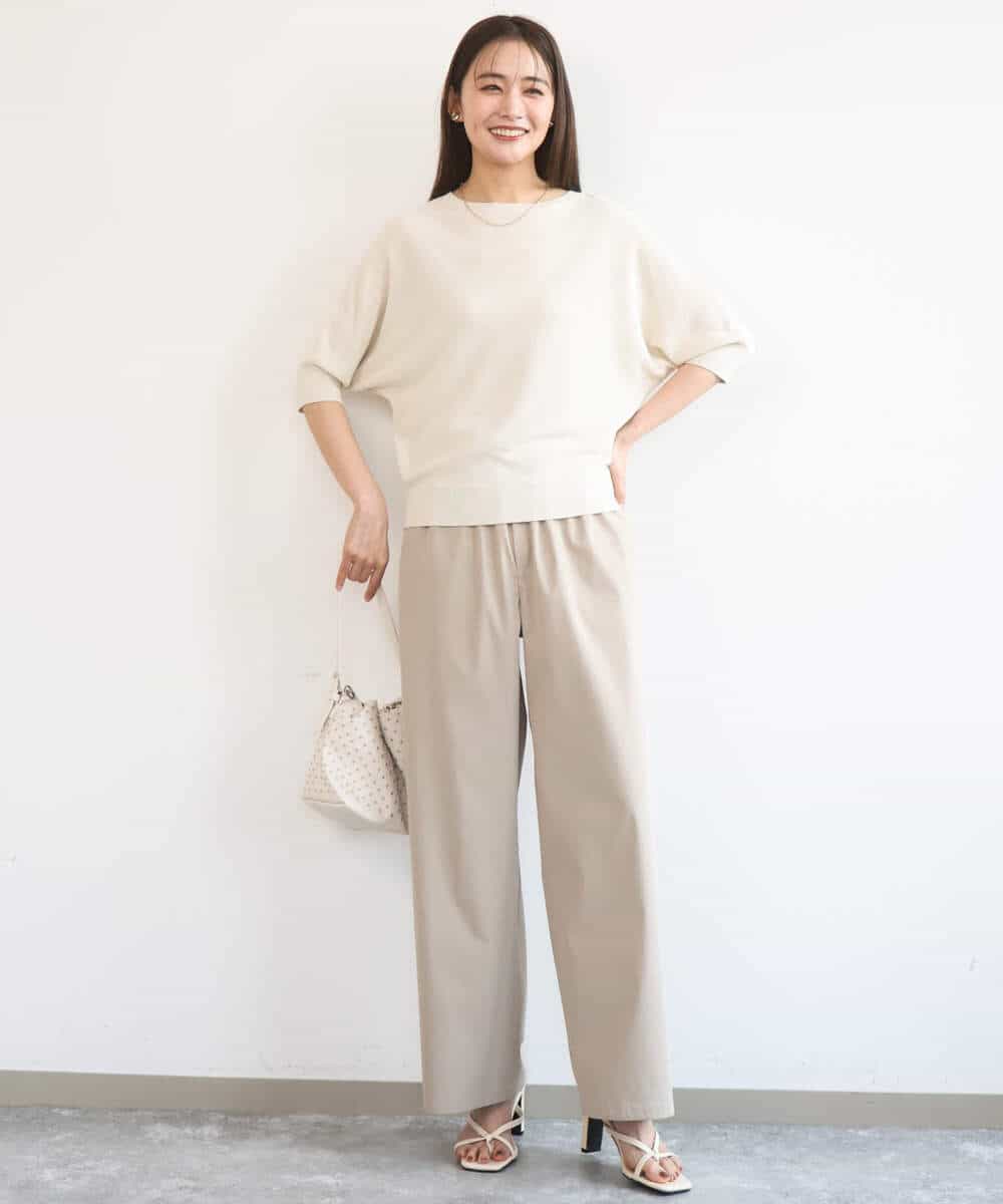 FKLGD40170 MK MICHEL KLEIN(MK ミッシェルクラン) [抗ピリング/洗える]コットンライクストレッチワイドパンツ ネイビー