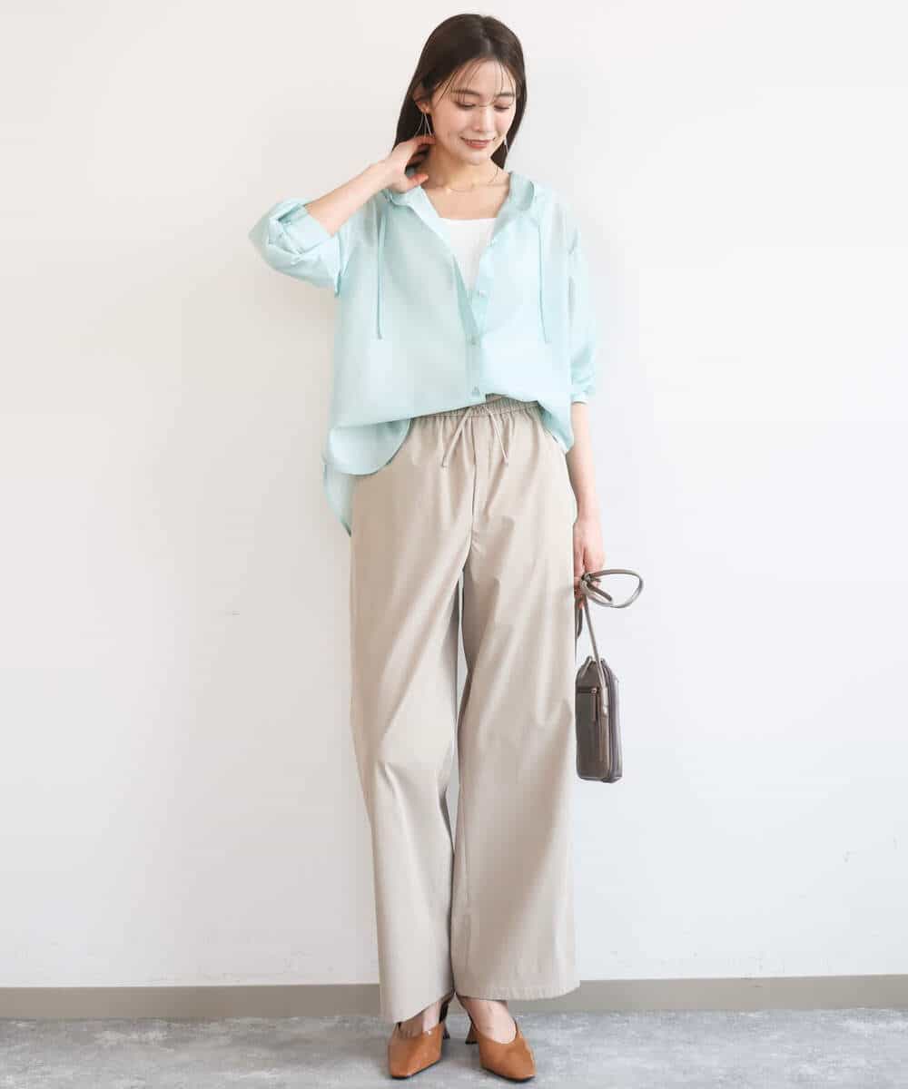 FKLGD40170 MK MICHEL KLEIN(MK ミッシェルクラン) [抗ピリング/洗える]コットンライクストレッチワイドパンツ ネイビー