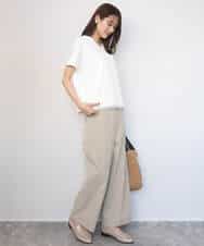 FKLGD40170 MK MICHEL KLEIN(MK ミッシェルクラン) [抗ピリング/洗える]コットンライクストレッチワイドパンツ ネイビー