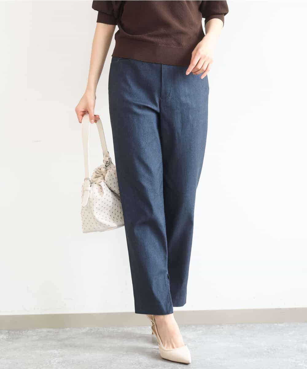 FKLGD41130 MK MICHEL KLEIN(MK ミッシェルクラン) [洗える]ハイストレッチ細身シルエットパンツ ネイビー