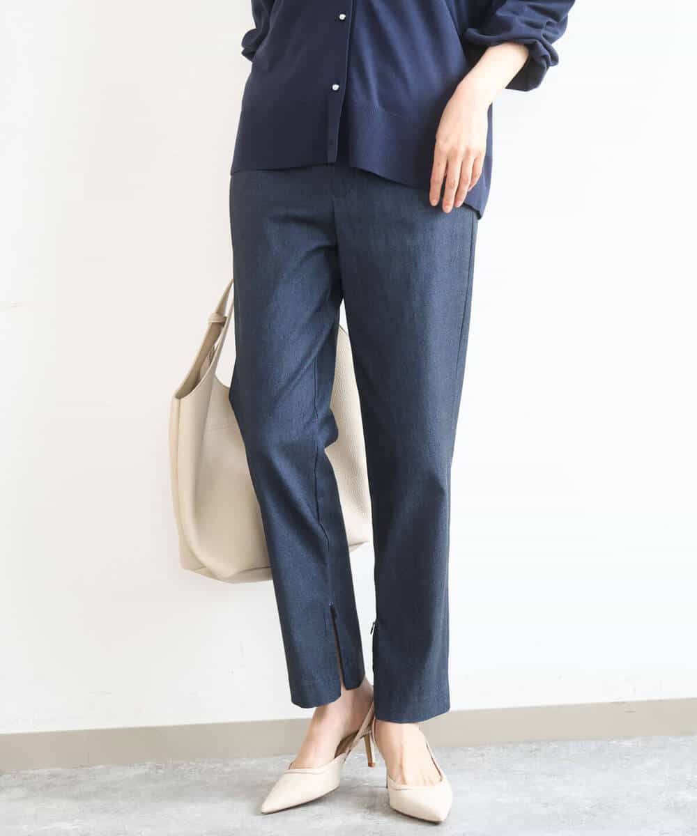FKLGD41130 MK MICHEL KLEIN(MK ミッシェルクラン) [洗える]ハイストレッチ細身シルエットパンツ ネイビー