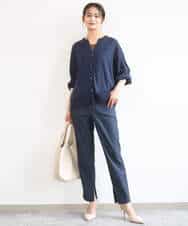 FKLGD41130 MK MICHEL KLEIN(MK ミッシェルクラン) [洗える]ハイストレッチ細身シルエットパンツ ネイビー