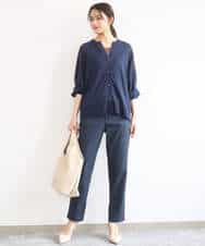 FKLGD41130 MK MICHEL KLEIN(MK ミッシェルクラン) [洗える]ハイストレッチ細身シルエットパンツ ネイビー