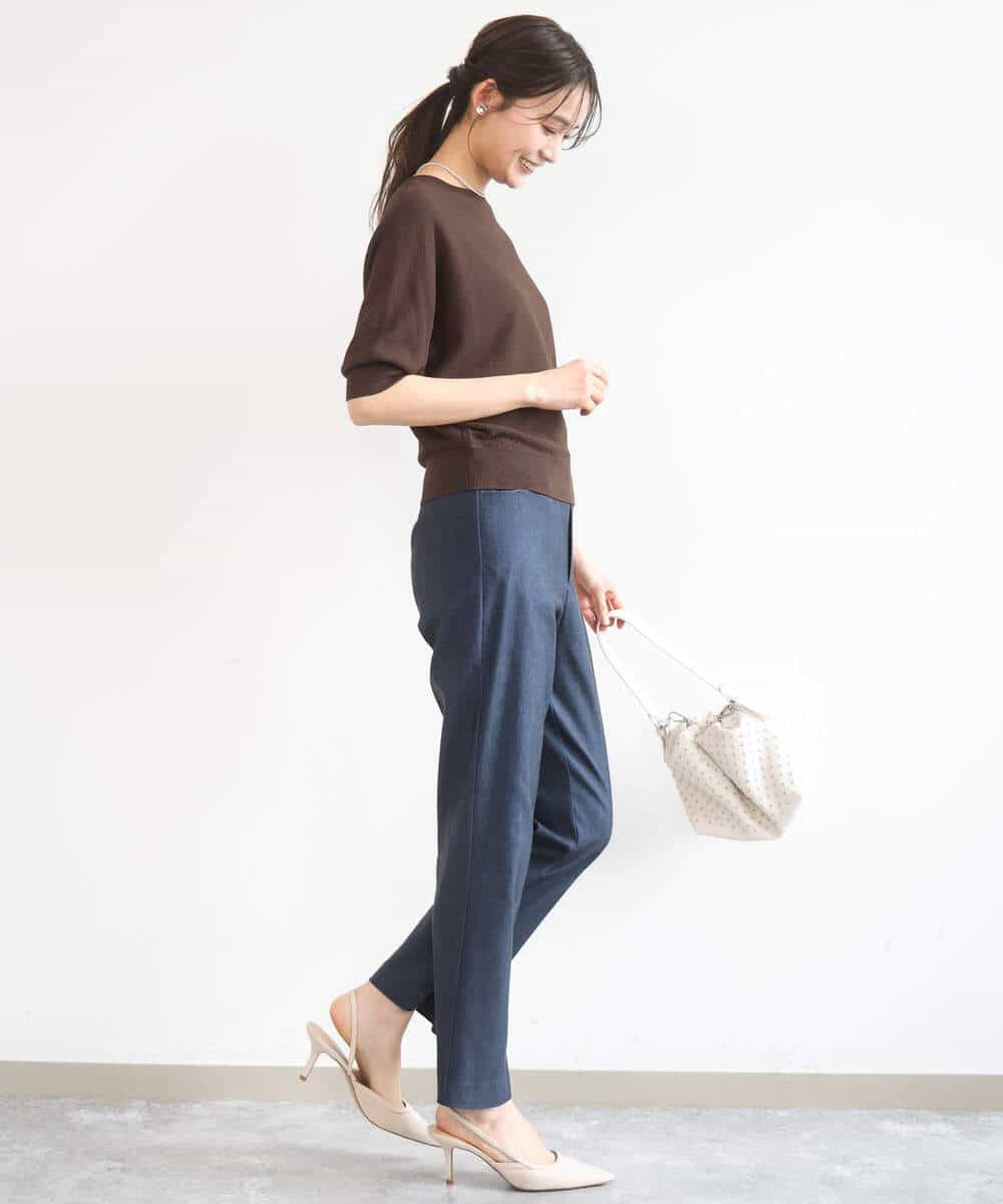 FKLGD41130 MK MICHEL KLEIN(MK ミッシェルクラン) [洗える]ハイストレッチ細身シルエットパンツ ネイビー