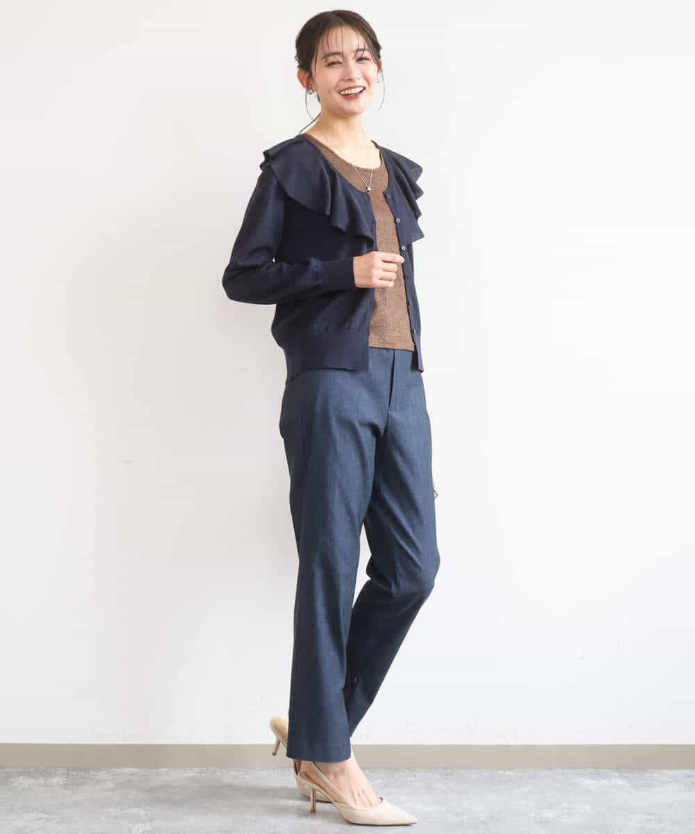 FKLGD41130 MK MICHEL KLEIN(MK ミッシェルクラン) [洗える]ハイストレッチ細身シルエットパンツ ネイビー