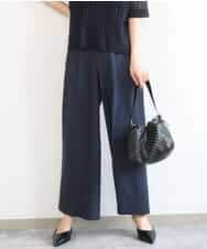 FKLGD46180 MK MICHEL KLEIN(MK ミッシェルクラン) [UVカット/接触冷感/速乾/洗える]バイオヴィンテージツイル ワイドストレートパンツ ネイビー