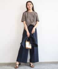 FKLGD46180 MK MICHEL KLEIN(MK ミッシェルクラン) [UVカット/接触冷感/速乾/洗える]バイオヴィンテージツイル ワイドストレートパンツ グレージュ