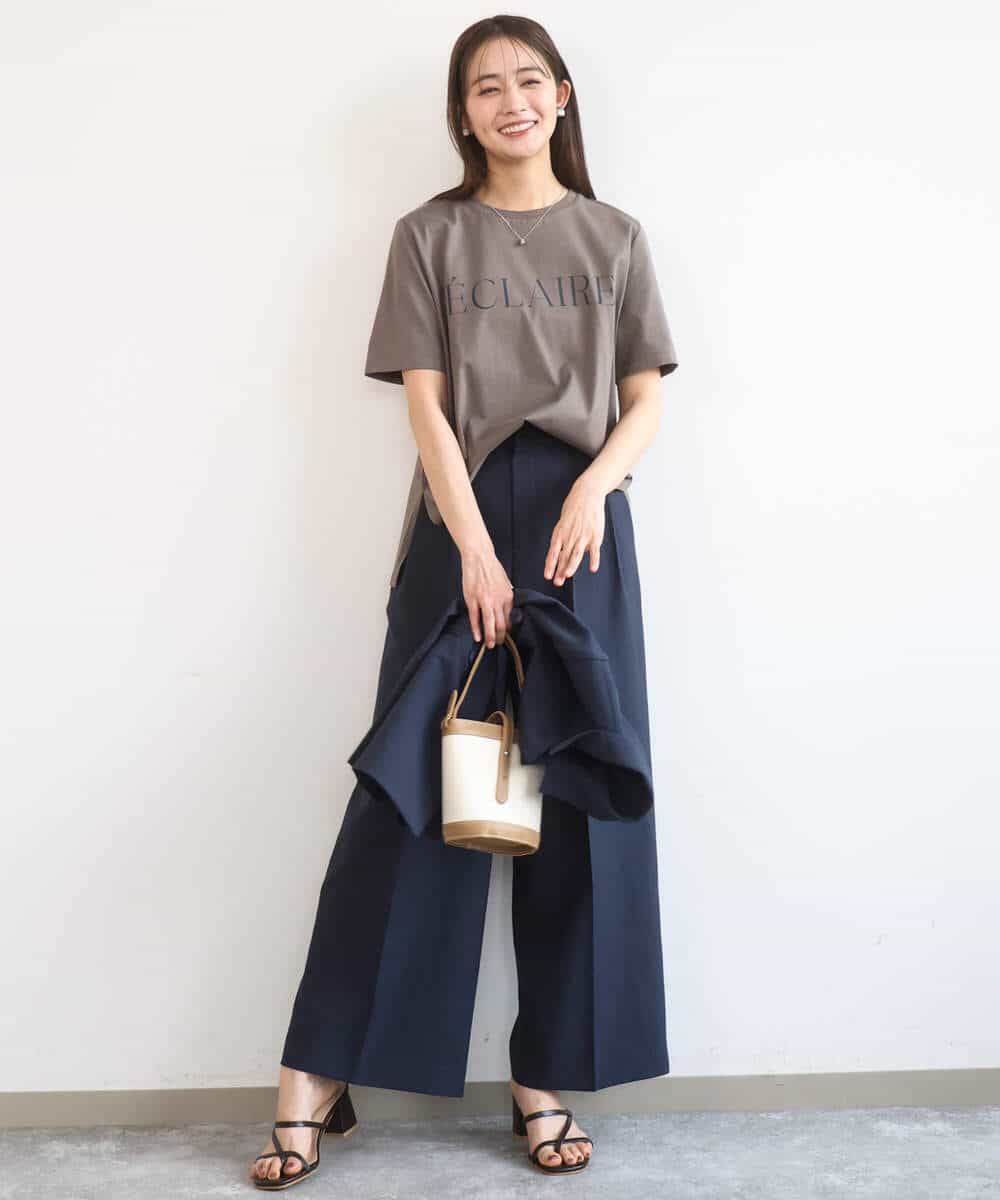 FKLGD46180 MK MICHEL KLEIN(MK ミッシェルクラン) [UVカット/接触冷感/速乾/洗える]バイオヴィンテージツイル ワイドストレートパンツ グレージュ