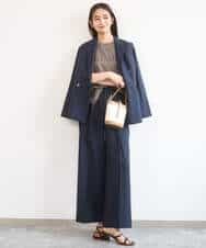 FKLGD46180 MK MICHEL KLEIN(MK ミッシェルクラン) [UVカット/接触冷感/速乾/洗える]バイオヴィンテージツイル ワイドストレートパンツ グレージュ