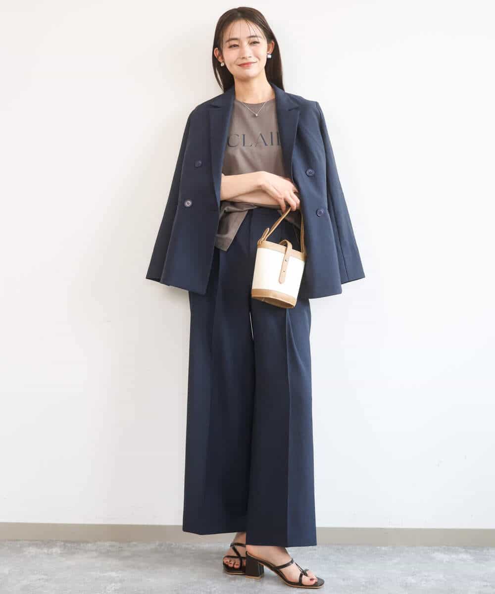 FKLGD46180 MK MICHEL KLEIN(MK ミッシェルクラン) [UVカット/接触冷感/速乾/洗える]バイオヴィンテージツイル ワイドストレートパンツ グレージュ