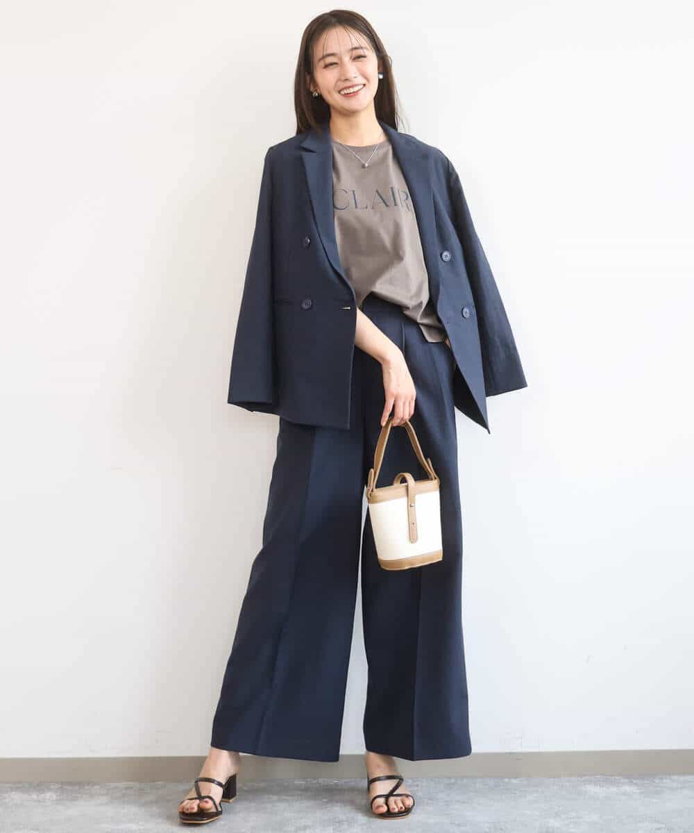 FKLGD46180 MK MICHEL KLEIN(MK ミッシェルクラン) [UVカット/接触冷感/速乾/洗える]バイオヴィンテージツイル ワイドストレートパンツ グレージュ