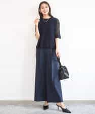 FKLGD46180 MK MICHEL KLEIN(MK ミッシェルクラン) [UVカット/接触冷感/速乾/洗える]バイオヴィンテージツイル ワイドストレートパンツ グレージュ