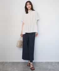 FKLGD46180 MK MICHEL KLEIN(MK ミッシェルクラン) [UVカット/接触冷感/速乾/洗える]バイオヴィンテージツイル ワイドストレートパンツ グレージュ