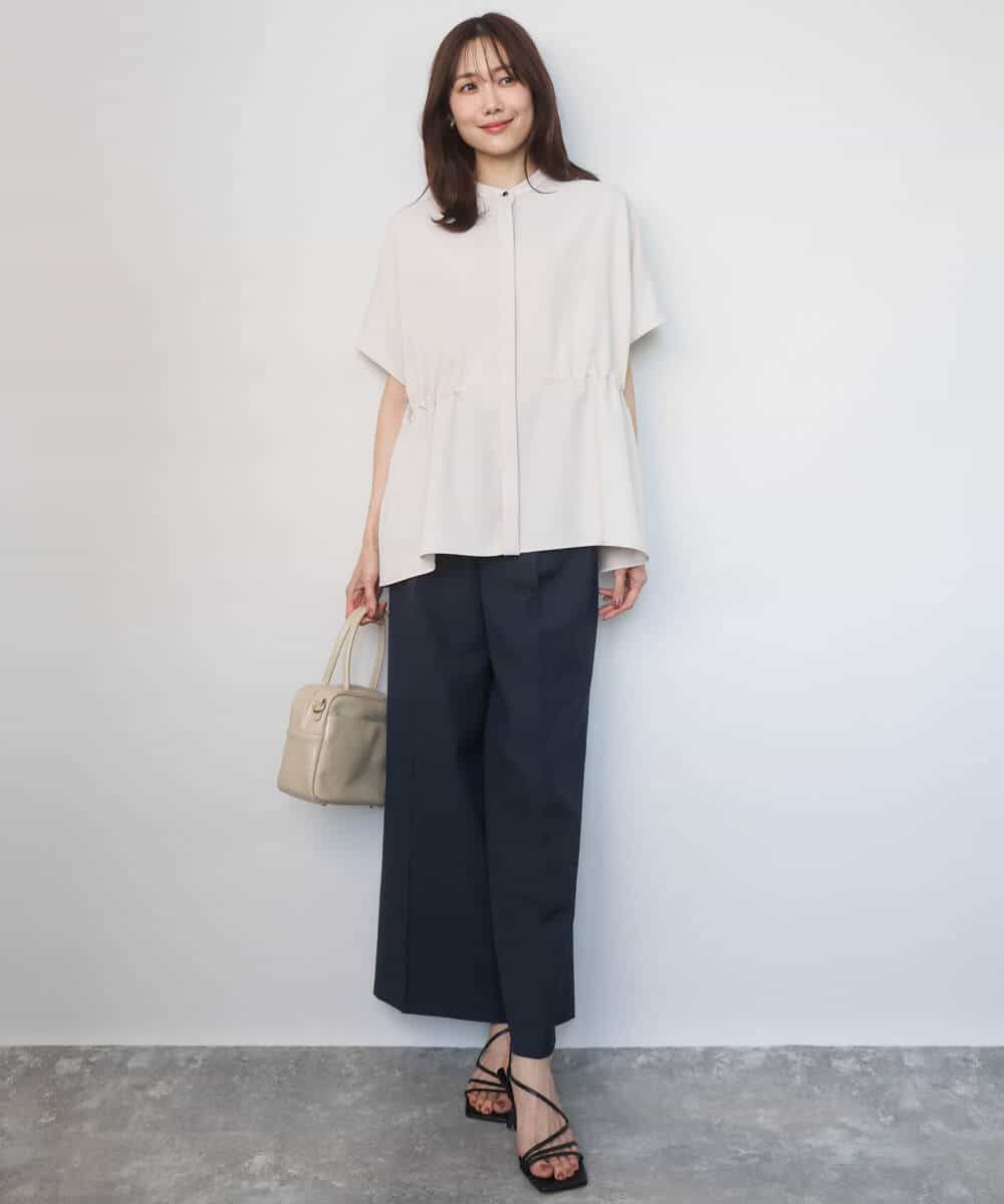FKLGD46180 MK MICHEL KLEIN(MK ミッシェルクラン) [UVカット/接触冷感/速乾/洗える]バイオヴィンテージツイル ワイドストレートパンツ グレージュ