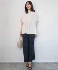FKLGD46180 MK MICHEL KLEIN(MK ミッシェルクラン) [UVカット/接触冷感/速乾/洗える]バイオヴィンテージツイル ワイドストレートパンツ グレージュ
