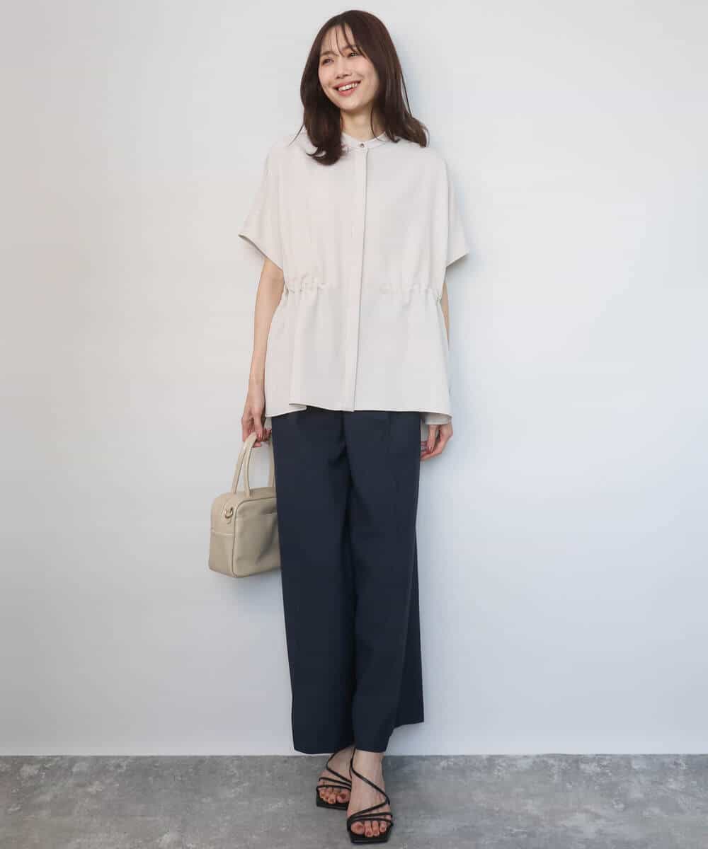 FKLGD46180 MK MICHEL KLEIN(MK ミッシェルクラン) [UVカット/接触冷感/速乾/洗える]バイオヴィンテージツイル ワイドストレートパンツ グレージュ