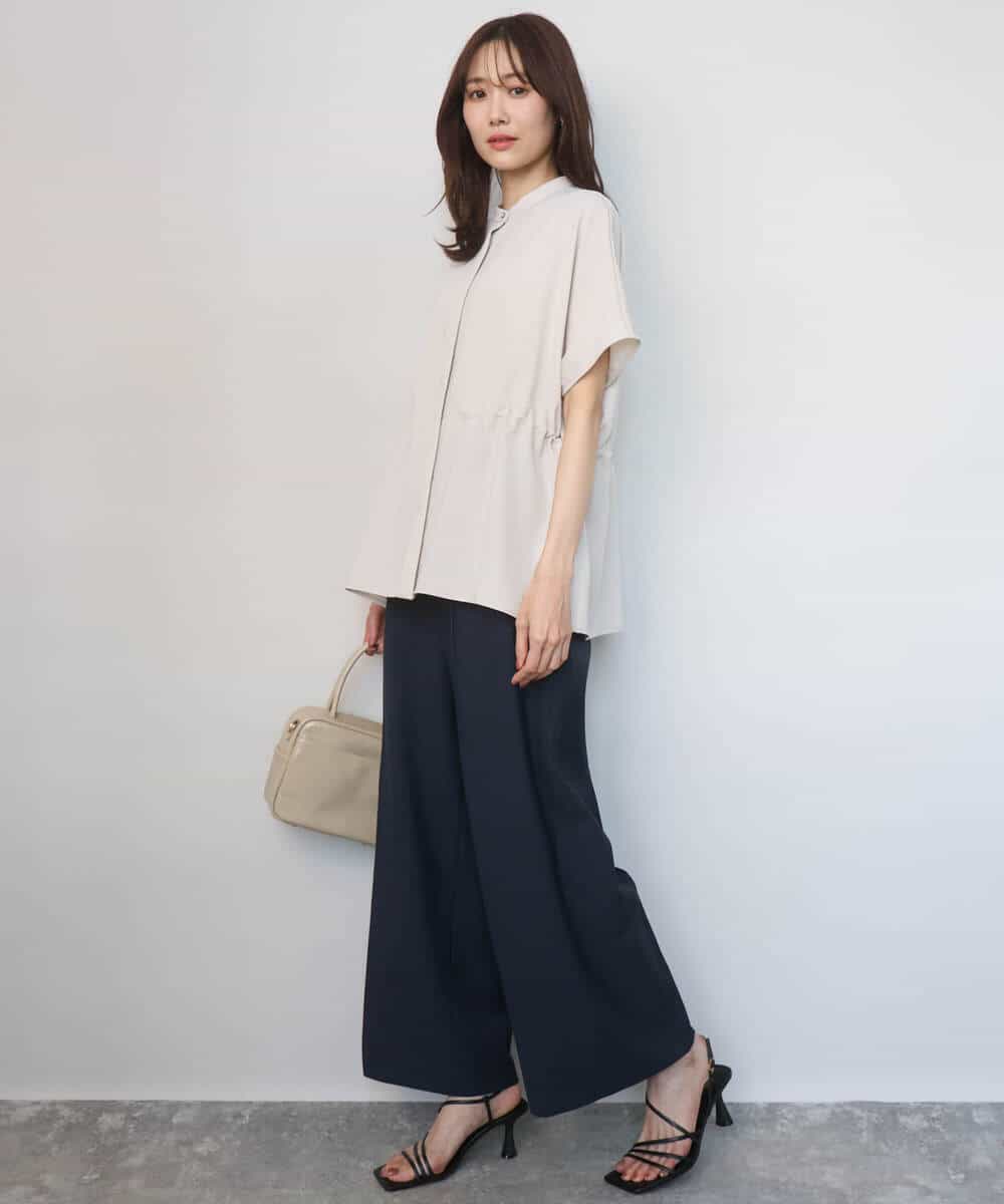 FKLGD46180 MK MICHEL KLEIN(MK ミッシェルクラン) [UVカット/接触冷感/速乾/洗える]バイオヴィンテージツイル ワイドストレートパンツ グレージュ