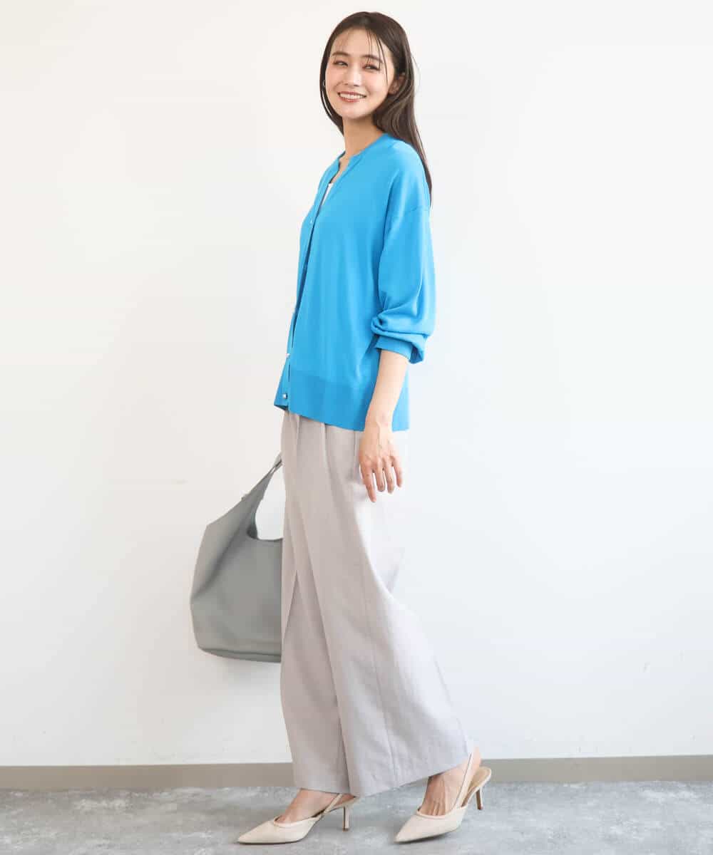 FKLGD46180 MK MICHEL KLEIN(MK ミッシェルクラン) [UVカット/接触冷感/速乾/洗える]バイオヴィンテージツイル ワイドストレートパンツ グレージュ