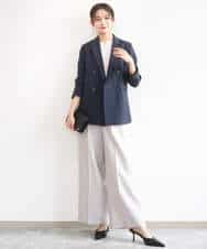 FKLGD46180 MK MICHEL KLEIN(MK ミッシェルクラン) [UVカット/接触冷感/速乾/洗える]バイオヴィンテージツイル ワイドストレートパンツ グレージュ