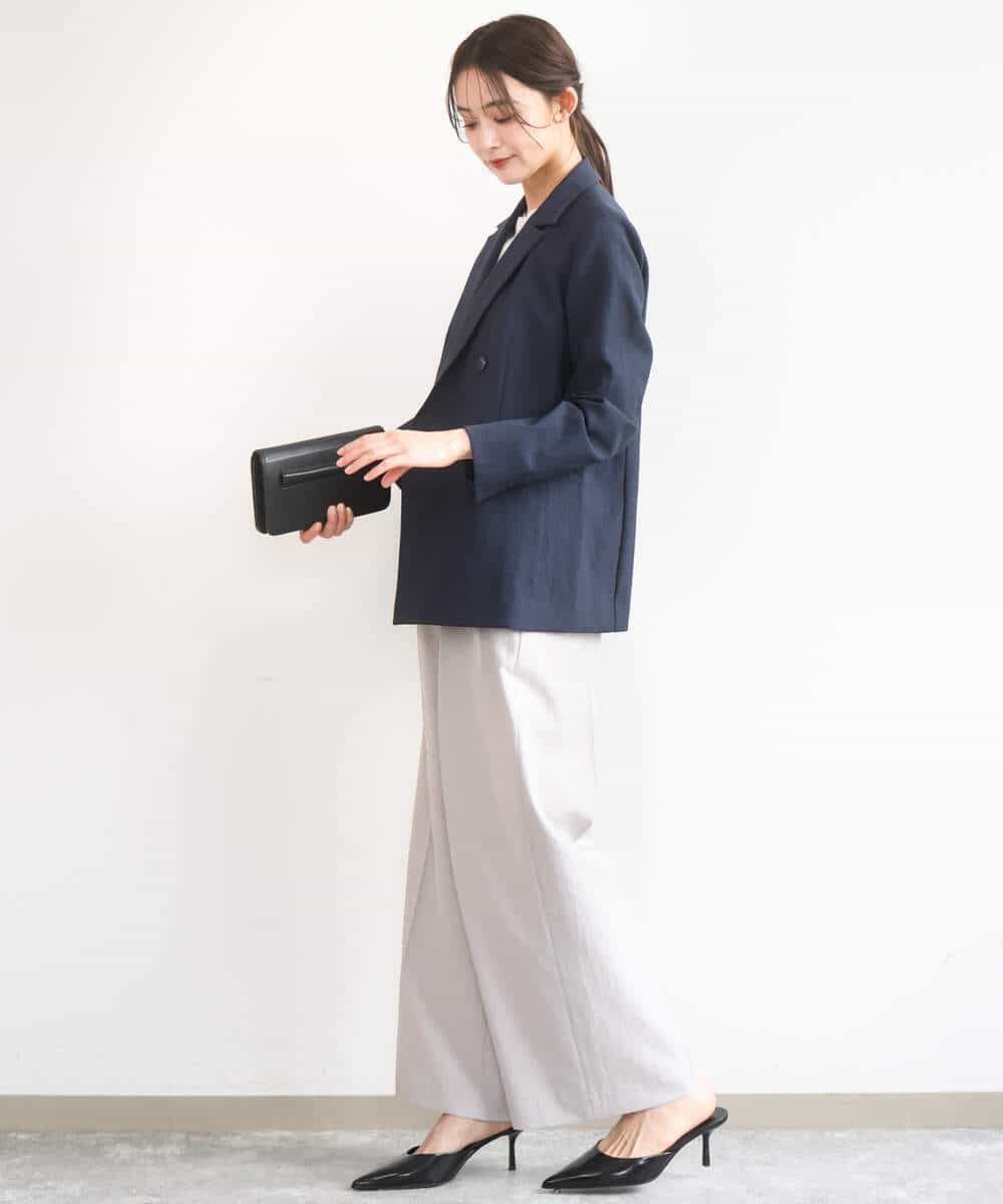 FKLGD46180 MK MICHEL KLEIN(MK ミッシェルクラン) [UVカット/接触冷感/速乾/洗える]バイオヴィンテージツイル ワイドストレートパンツ グレージュ