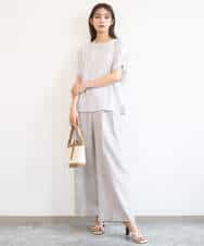 FKLGD46180 MK MICHEL KLEIN(MK ミッシェルクラン) [UVカット/接触冷感/速乾/洗える]バイオヴィンテージツイル ワイドストレートパンツ グレージュ