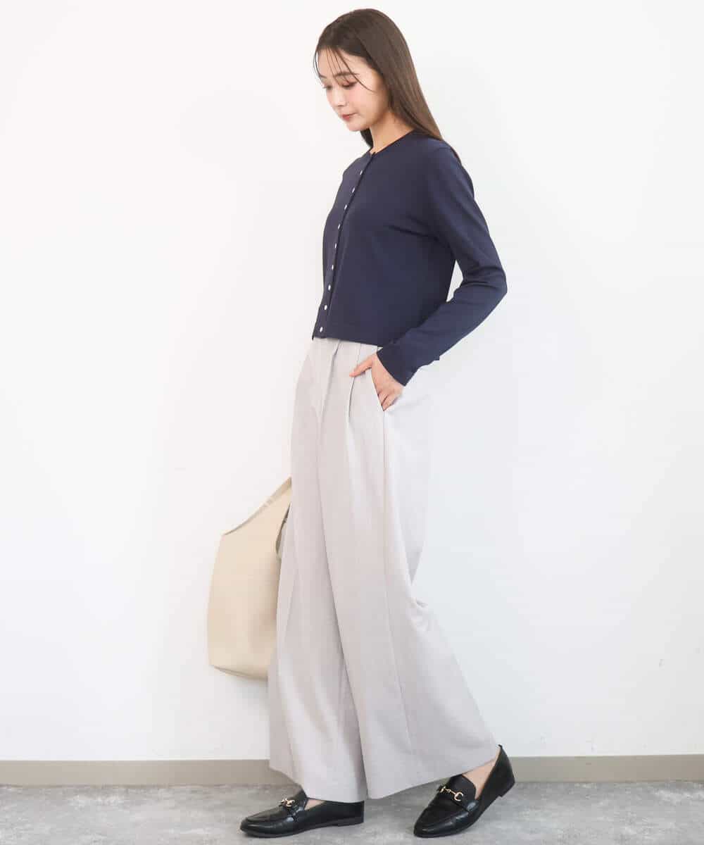 FKLGD46180 MK MICHEL KLEIN(MK ミッシェルクラン) [UVカット/接触冷感/速乾/洗える]バイオヴィンテージツイル ワイドストレートパンツ グレージュ