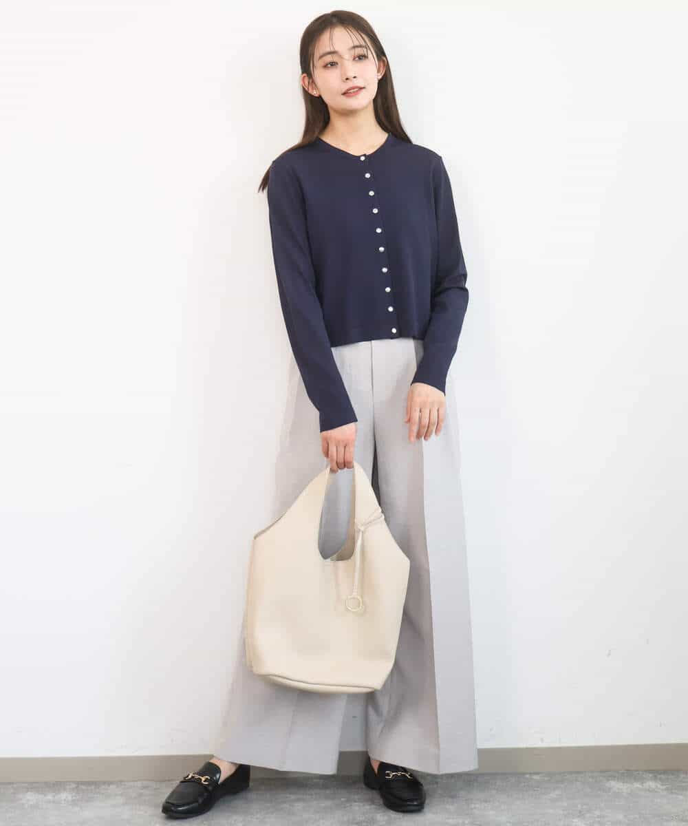 FKLGD46180 MK MICHEL KLEIN(MK ミッシェルクラン) [UVカット/接触冷感/速乾/洗える]バイオヴィンテージツイル ワイドストレートパンツ グレージュ