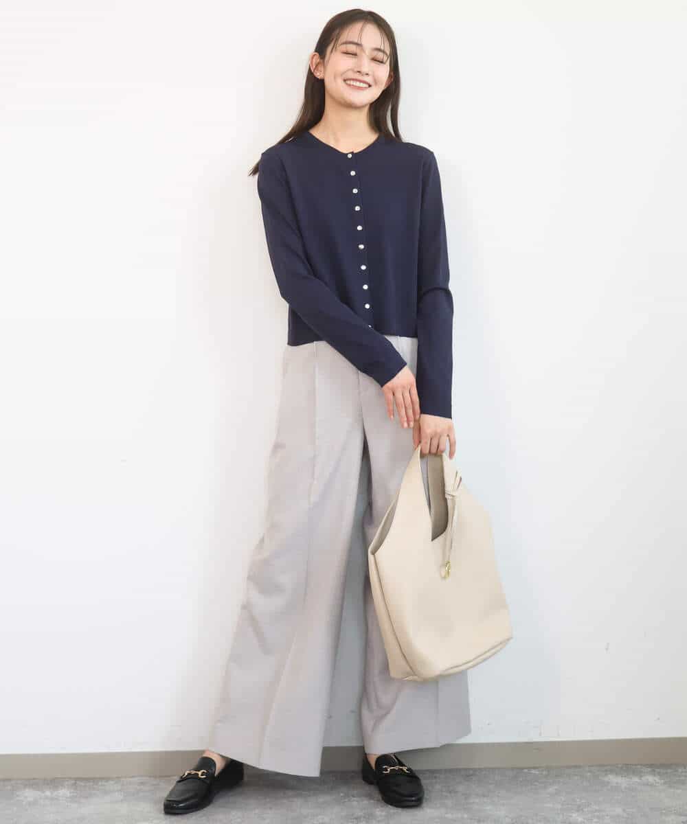 FKLGD46180 MK MICHEL KLEIN(MK ミッシェルクラン) [UVカット/接触冷感/速乾/洗える]バイオヴィンテージツイル ワイドストレートパンツ グレージュ