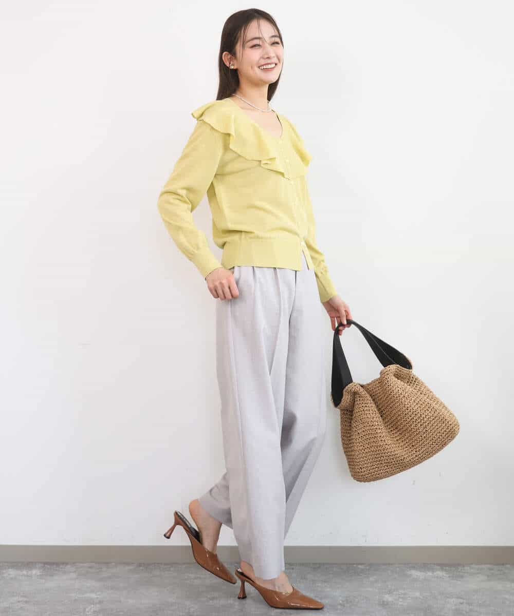 FKLGD46180 MK MICHEL KLEIN(MK ミッシェルクラン) [UVカット/接触冷感/速乾/洗える]バイオヴィンテージツイル ワイドストレートパンツ グレージュ