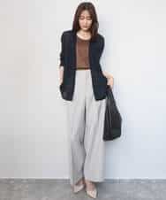 FKLGD46180 MK MICHEL KLEIN(MK ミッシェルクラン) [UVカット/接触冷感/速乾/洗える]バイオヴィンテージツイル ワイドストレートパンツ グレージュ