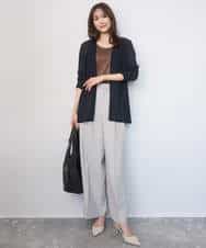FKLGD46180 MK MICHEL KLEIN(MK ミッシェルクラン) [UVカット/接触冷感/速乾/洗える]バイオヴィンテージツイル ワイドストレートパンツ グレージュ