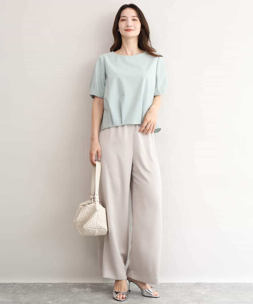 FKLJD71150 MK MICHEL KLEIN(MK ミッシェルクラン) [接触冷感/洗える]リラクシーサテンワイドパンツ ブラウン
