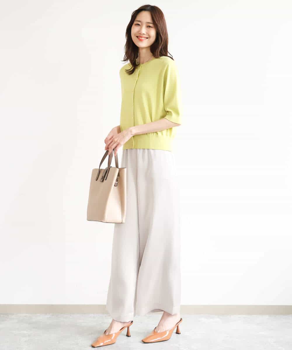 FKLJD71150 MK MICHEL KLEIN(MK ミッシェルクラン) [接触冷感/洗える]リラクシーサテンワイドパンツ ブラウン