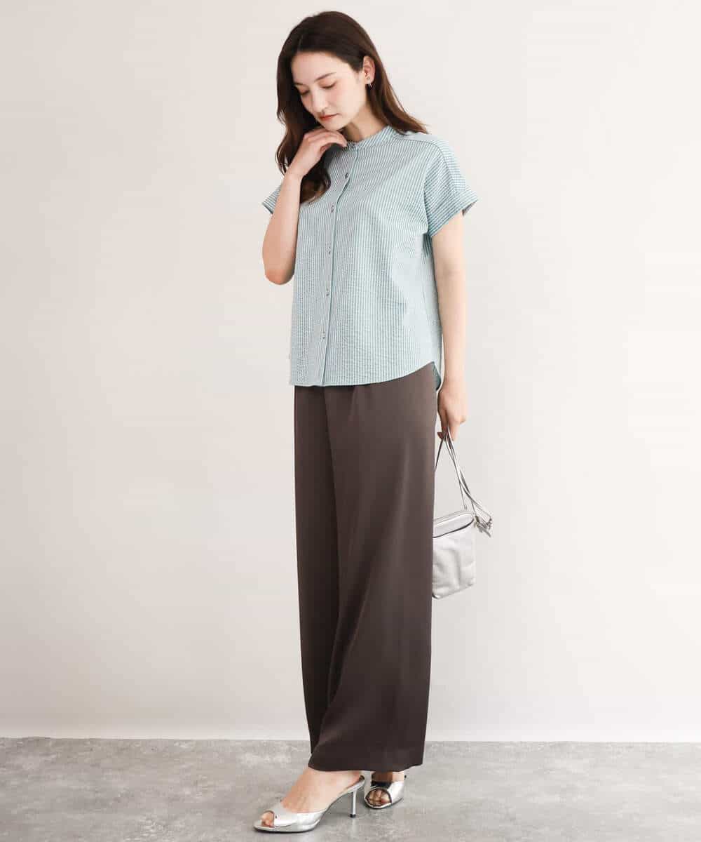 FKLJD71150 MK MICHEL KLEIN(MK ミッシェルクラン) [接触冷感/洗える]リラクシーサテンワイドパンツ ブラウン