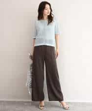 FKLJD71150 MK MICHEL KLEIN(MK ミッシェルクラン) [接触冷感/洗える]リラクシーサテンワイドパンツ ブラウン
