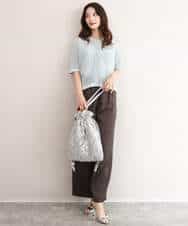 FKLJD71150 MK MICHEL KLEIN(MK ミッシェルクラン) [接触冷感/洗える]リラクシーサテンワイドパンツ ブラウン