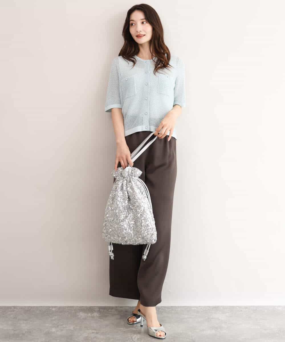 FKLJD71150 MK MICHEL KLEIN(MK ミッシェルクラン) [接触冷感/洗える]リラクシーサテンワイドパンツ ブラウン