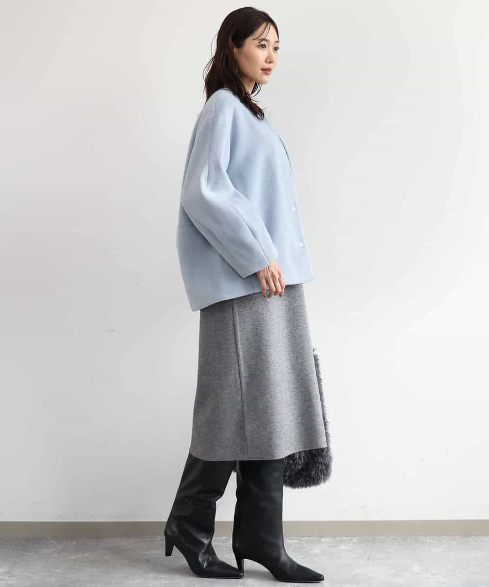 FKPAG43200 MK MICHEL KLEIN(MK ミッシェルクラン) [洗える]Vネックニットワンピース グレー