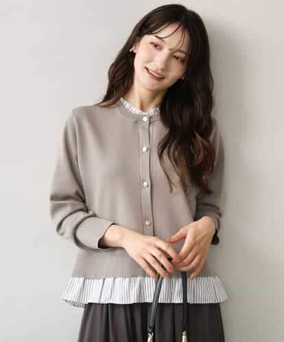FKSJD31160 MK MICHEL KLEIN [洗える]フリルレイヤードニットカーディガン