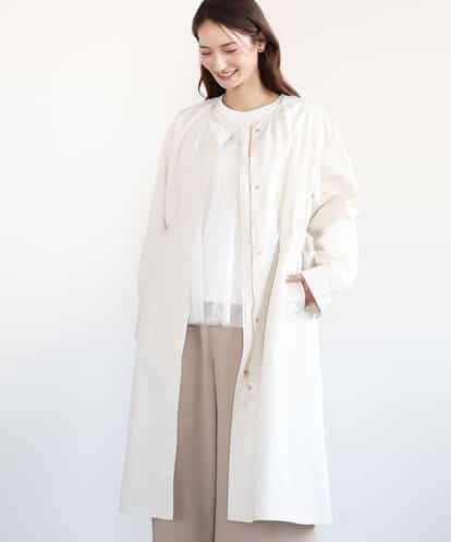 FKVFA26300 MK MICHEL KLEIN タフタノーカラーロングコート/洗える