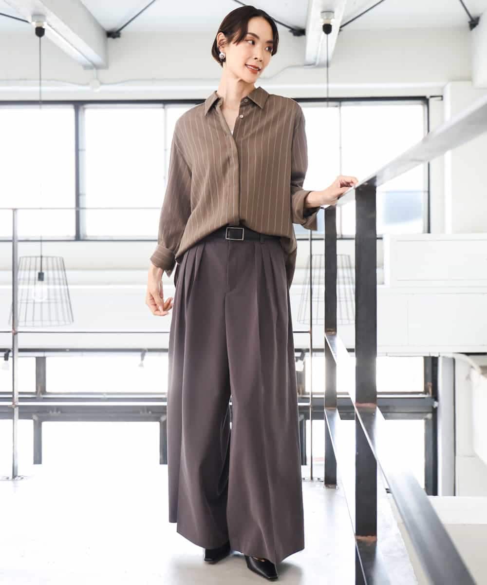 FMBAG01250 MICHEL KLEIN(ミッシェルクラン) ヴィンテージライクストライプシャツ ホワイト